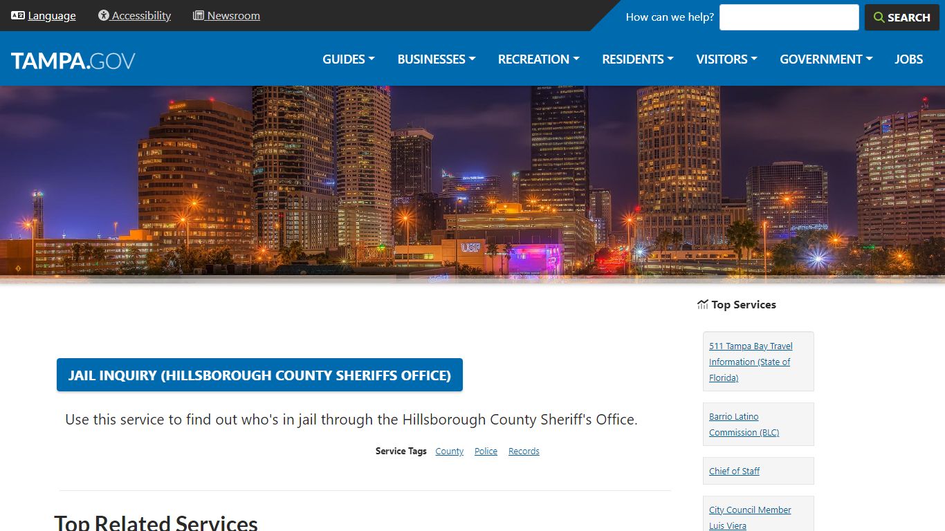 Jail Inquiry (Hillsborough County Sheriffs Office) | City of Tampa